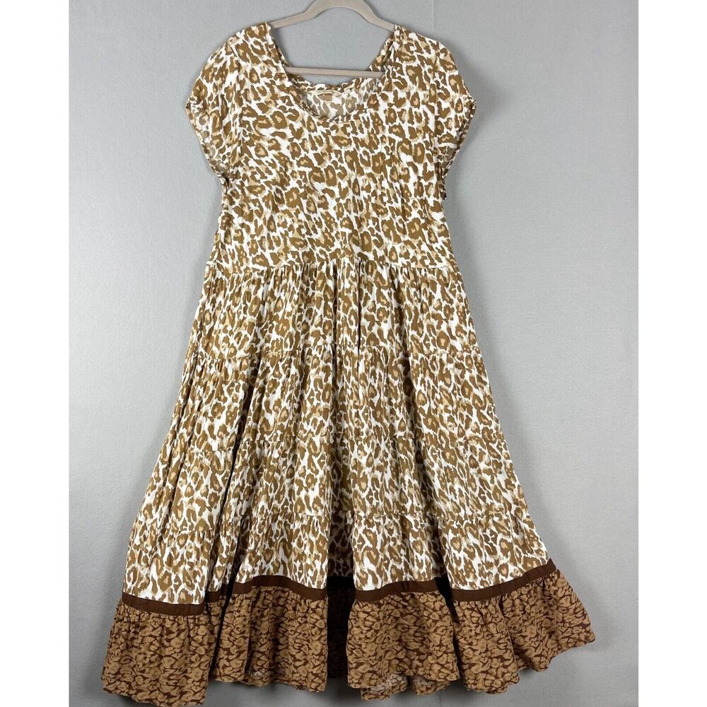 Soft Surroundingsβ Kara Midi Dress Womens 1X Animal Print Cruise Resort Boho